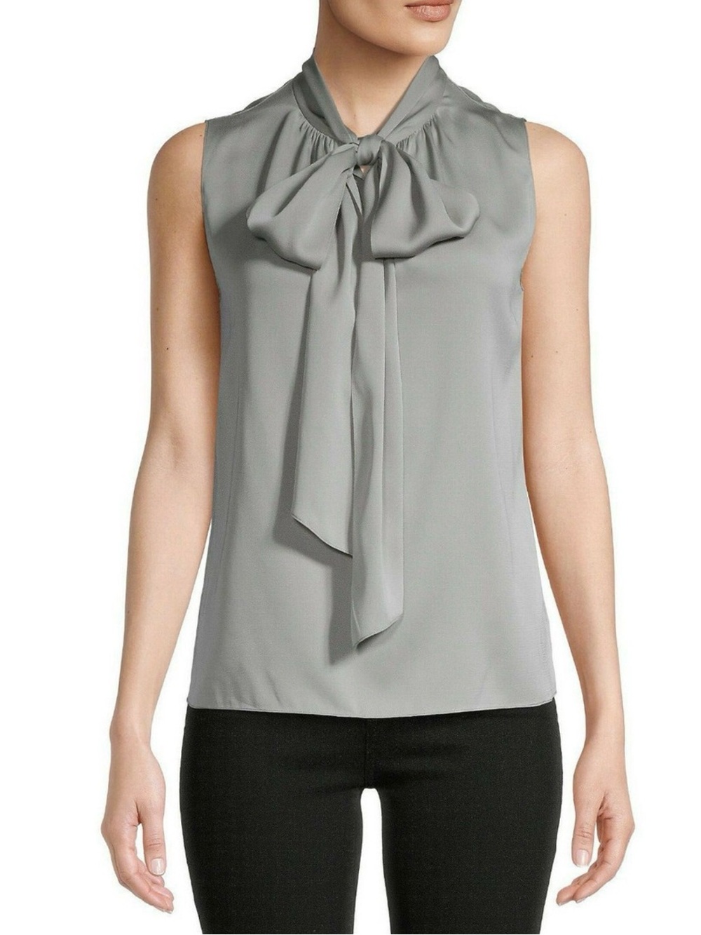 Theory $295 Tie Scarf Sleeveless Silk Top Size M
